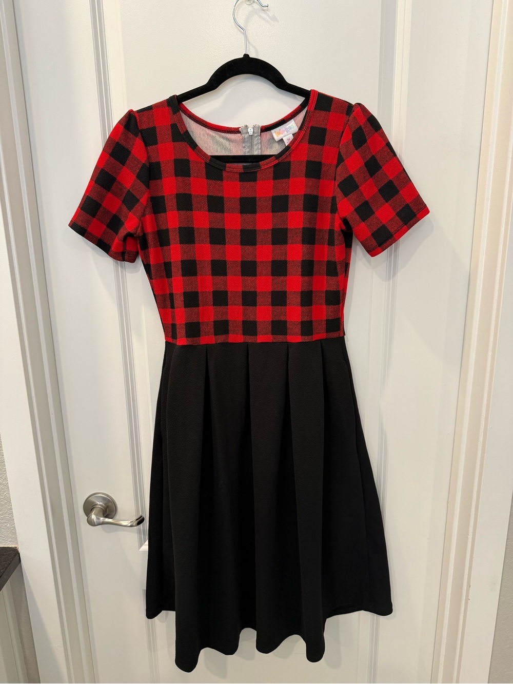 LuLaRoe Red & Black Plaid Fit-and-Flare Dress